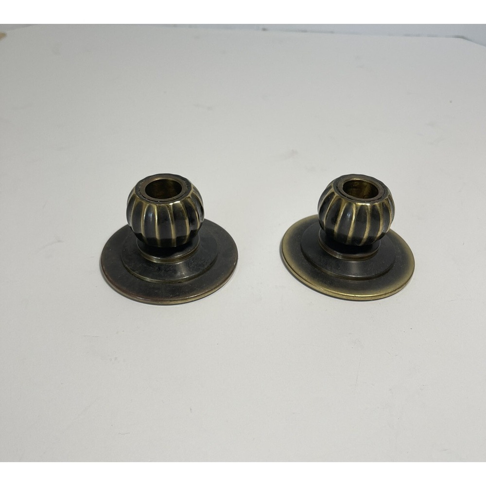 Set of 2 Vintage Brass Weighted‎ Candle Holder Candlestick (pair)